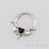 GOTHIC BLACK HEART BAT WING SEPTUM CLICKER RING 316L SURGICAL STEEL